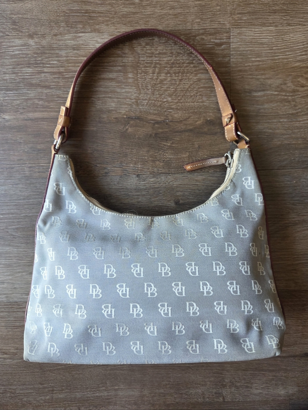Vintage Y2K Dooney & Bourke Small Hobo Shoulder Bag Monogram Jacquard Purse - Picture 4 of 15